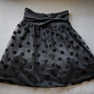 High waisted flared polka dot skirt